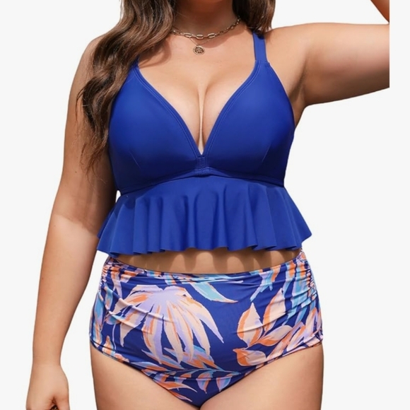 Cupshe Royal Blue Ruffle Bikini Set - Picture 1 of 3